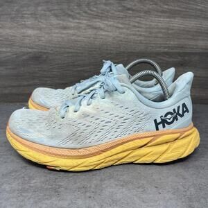 Hoka Clifton 8 Running Shoes Womens Size 7.5 Blue Orange Sneakers One One